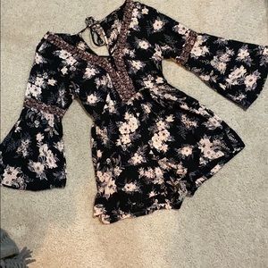 Black/Pink Floral Romper
